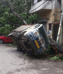 Truck overturned