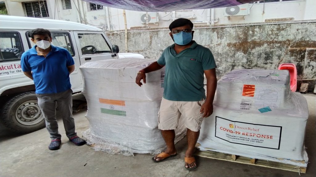Calcutta rescue Pharmacist Santanu with PPE kits sent from USA